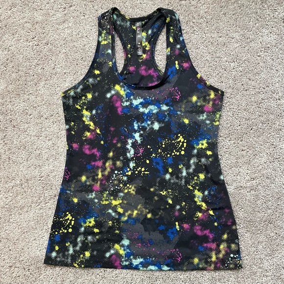 lukka Racerback Tank Top Size Medium Cosmic Tie Dye Paint Splatter Athletic Top - Picture 1 of 6